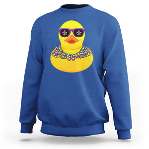 Mardi Gras Beads Cool Rubber Duck Fat Tuesday Festival Sweatshirt TS09 Royal Blue Printyourwear