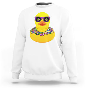 Mardi Gras Beads Cool Rubber Duck Fat Tuesday Festival Sweatshirt TS09 White Printyourwear