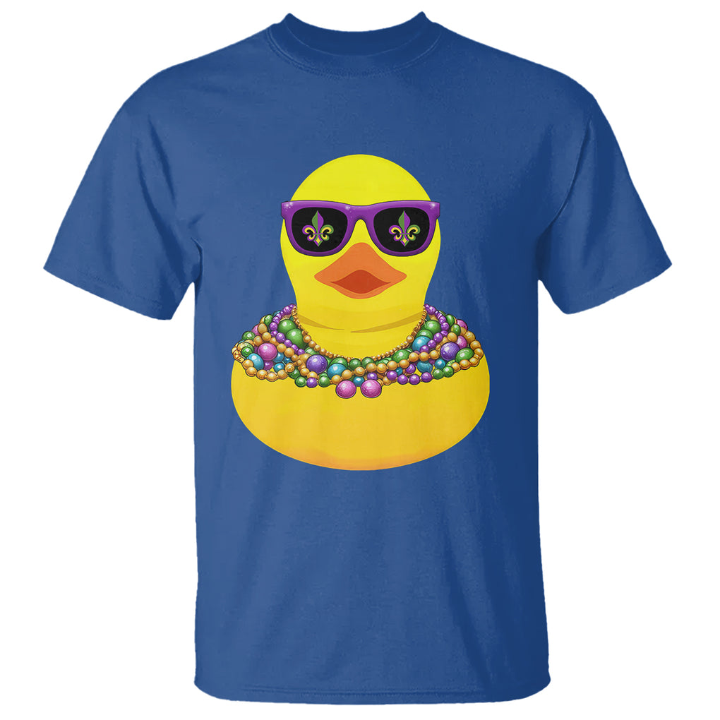 Mardi Gras Beads Cool Rubber Duck Fat Tuesday Festival T Shirt TS09 Royal Blue Printyourwear