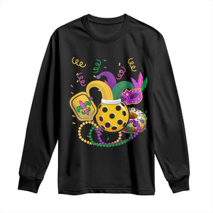 Mardi Gras Pickleball Jester Hat Beads Long Sleeve Shirt TS09 Black Print Your Wear