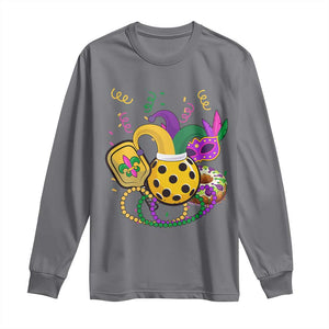 Mardi Gras Pickleball Jester Hat Beads Long Sleeve Shirt TS09 Charcoal Print Your Wear