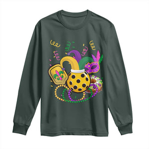 Mardi Gras Pickleball Jester Hat Beads Long Sleeve Shirt TS09 Dark Forest Green Print Your Wear