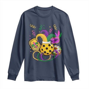 Mardi Gras Pickleball Jester Hat Beads Long Sleeve Shirt TS09 Navy Print Your Wear