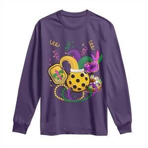 Mardi Gras Pickleball Jester Hat Beads Long Sleeve Shirt TS09 Purple Print Your Wear