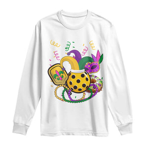 Mardi Gras Pickleball Jester Hat Beads Long Sleeve Shirt TS09 White Print Your Wear