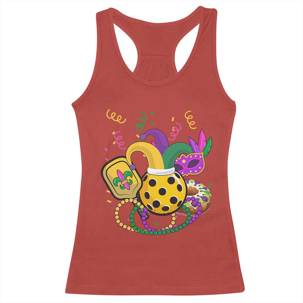 Mardi Gras Pickleball Jester Hat Beads Racerback Tank Top TS09 Red Print Your Wear