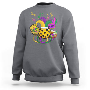 Mardi Gras Pickleball Jester Hat Beads Sweatshirt TS09 Charcoal Printyourwear