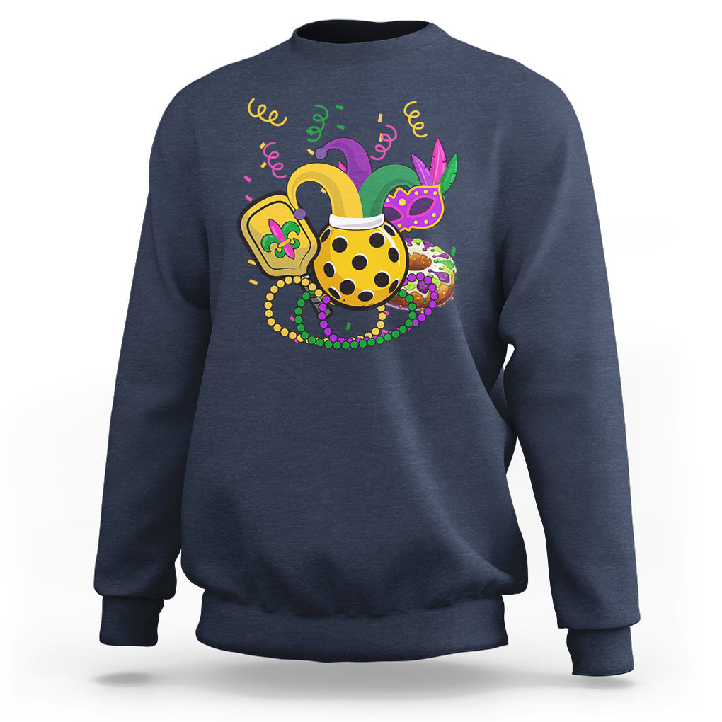 Mardi Gras Pickleball Jester Hat Beads Sweatshirt TS09 Navy Printyourwear