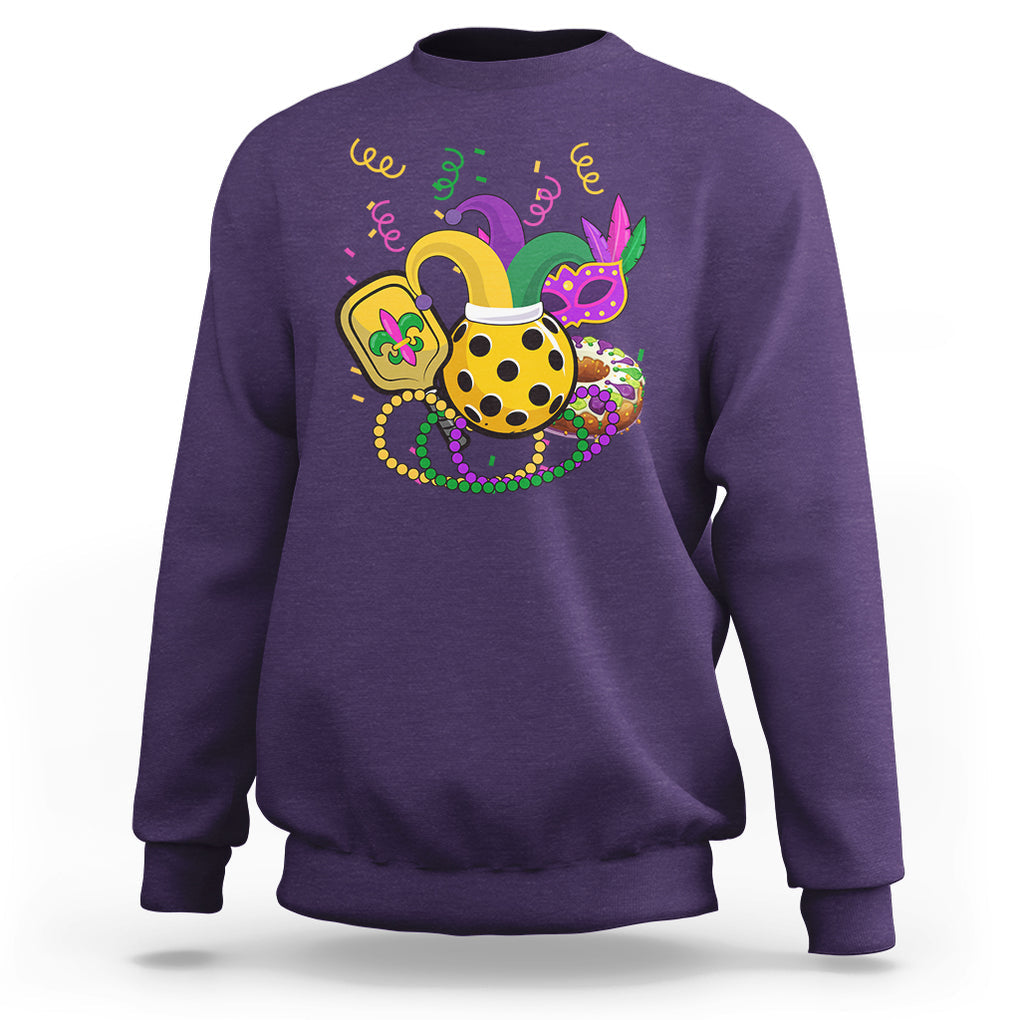 Mardi Gras Pickleball Jester Hat Beads Sweatshirt TS09 Purple Printyourwear