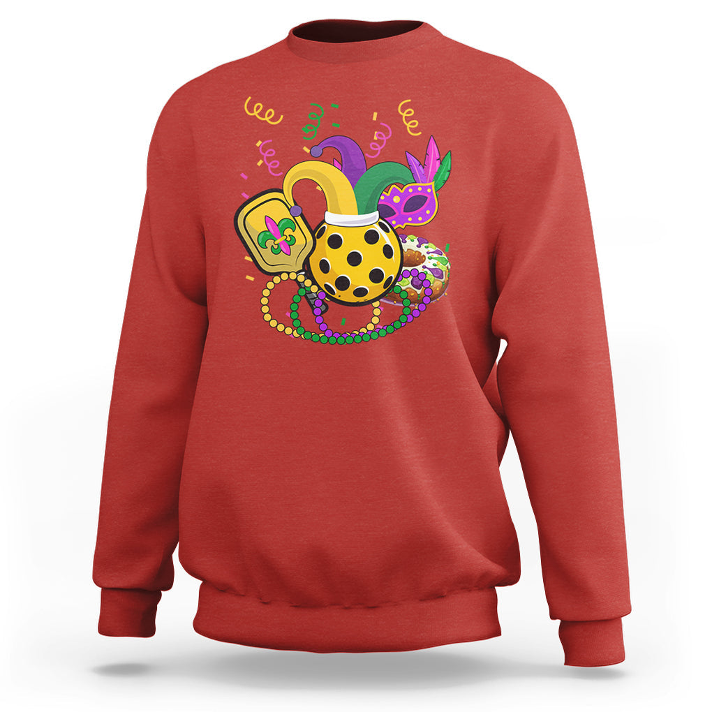 Mardi Gras Pickleball Jester Hat Beads Sweatshirt TS09 Red Printyourwear