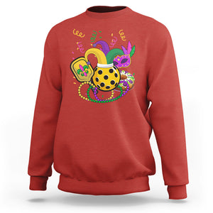 Mardi Gras Pickleball Jester Hat Beads Sweatshirt TS09 Red Printyourwear