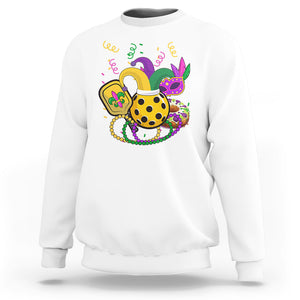 Mardi Gras Pickleball Jester Hat Beads Sweatshirt TS09 White Printyourwear