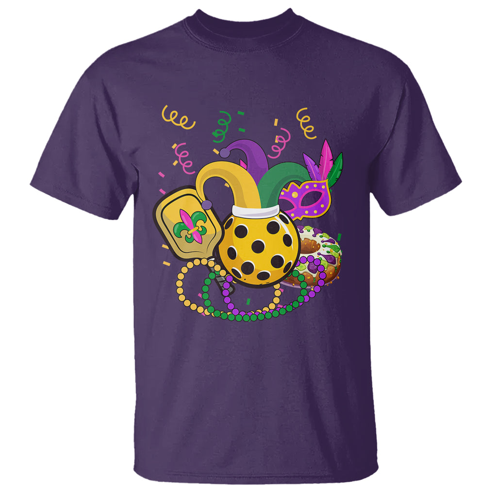 Mardi Gras Pickleball Jester Hat Beads T Shirt TS09 Purple Printyourwear