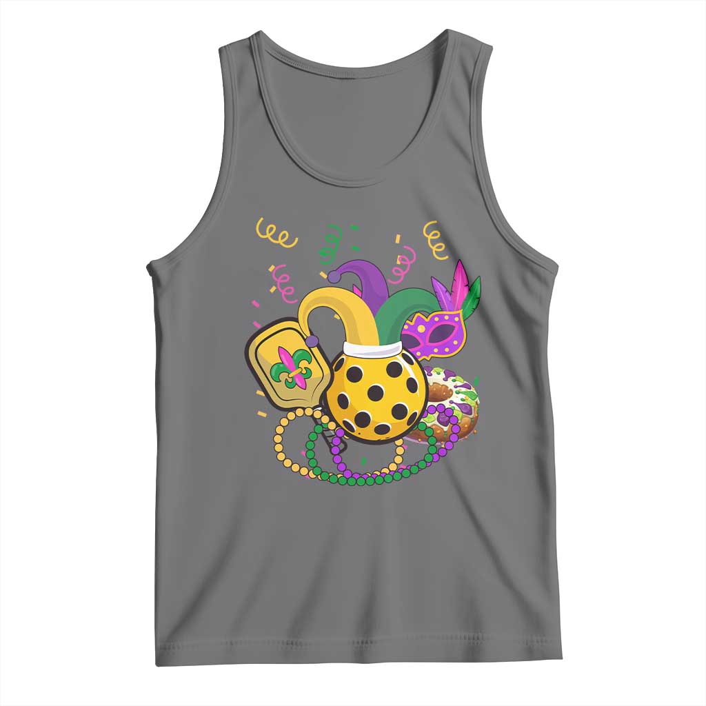 Mardi Gras Pickleball Jester Hat Beads Tank Top TS09 Black Heather Print Your Wear