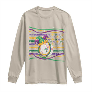 Mardi Gras Baseball Jester Hat Beads Flag Long Sleeve Shirt TS09 Sand Print Your Wear