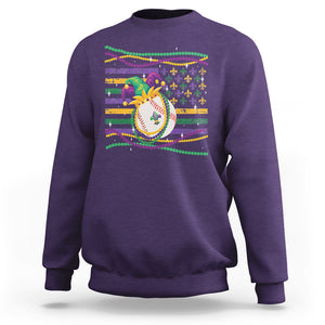 Mardi Gras Baseball Jester Hat Beads Flag Sweatshirt TS09 Purple Printyourwear