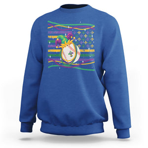 Mardi Gras Baseball Jester Hat Beads Flag Sweatshirt TS09 Royal Blue Printyourwear