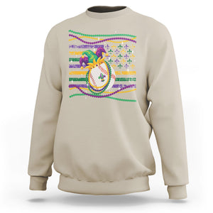 Mardi Gras Baseball Jester Hat Beads Flag Sweatshirt TS09 Sand Printyourwear