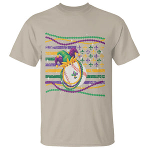 Mardi Gras Baseball Jester Hat Beads Flag T Shirt TS09 Sand Printyourwear
