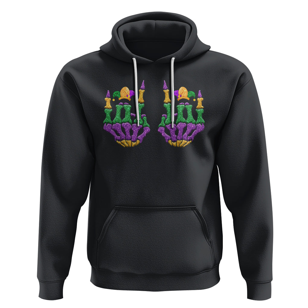 Mardi Gras Hoodie Jester Skeleton Rock Hand Fat Tuesday Festival TS09 Black Printyourwear