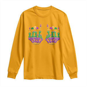 Mardi Gras Long Sleeve Shirt Jester Skeleton Rock Hand Fat Tuesday Festival TS09 Gold Print Your Wear