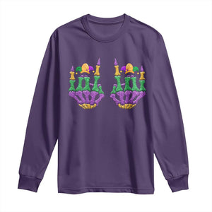 Mardi Gras Long Sleeve Shirt Jester Skeleton Rock Hand Fat Tuesday Festival TS09 Purple Print Your Wear