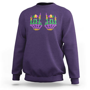 Mardi Gras Sweatshirt Jester Skeleton Rock Hand Fat Tuesday Festival TS09 Purple Printyourwear