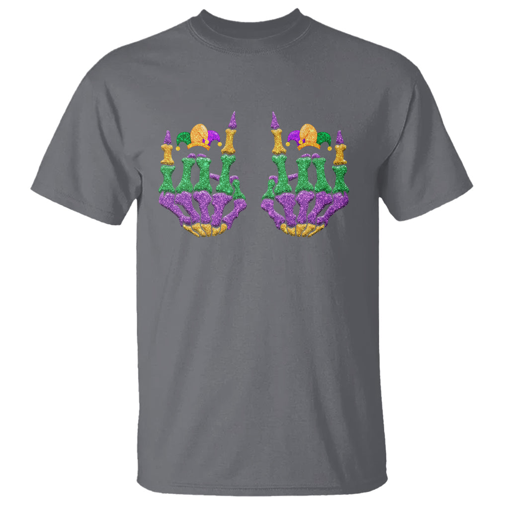 Mardi Gras T Shirt Jester Skeleton Rock Hand Fat Tuesday Festival TS09 Charcoal Printyourwear