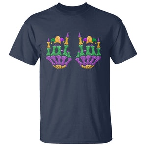 Mardi Gras T Shirt Jester Skeleton Rock Hand Fat Tuesday Festival TS09 Navy Printyourwear