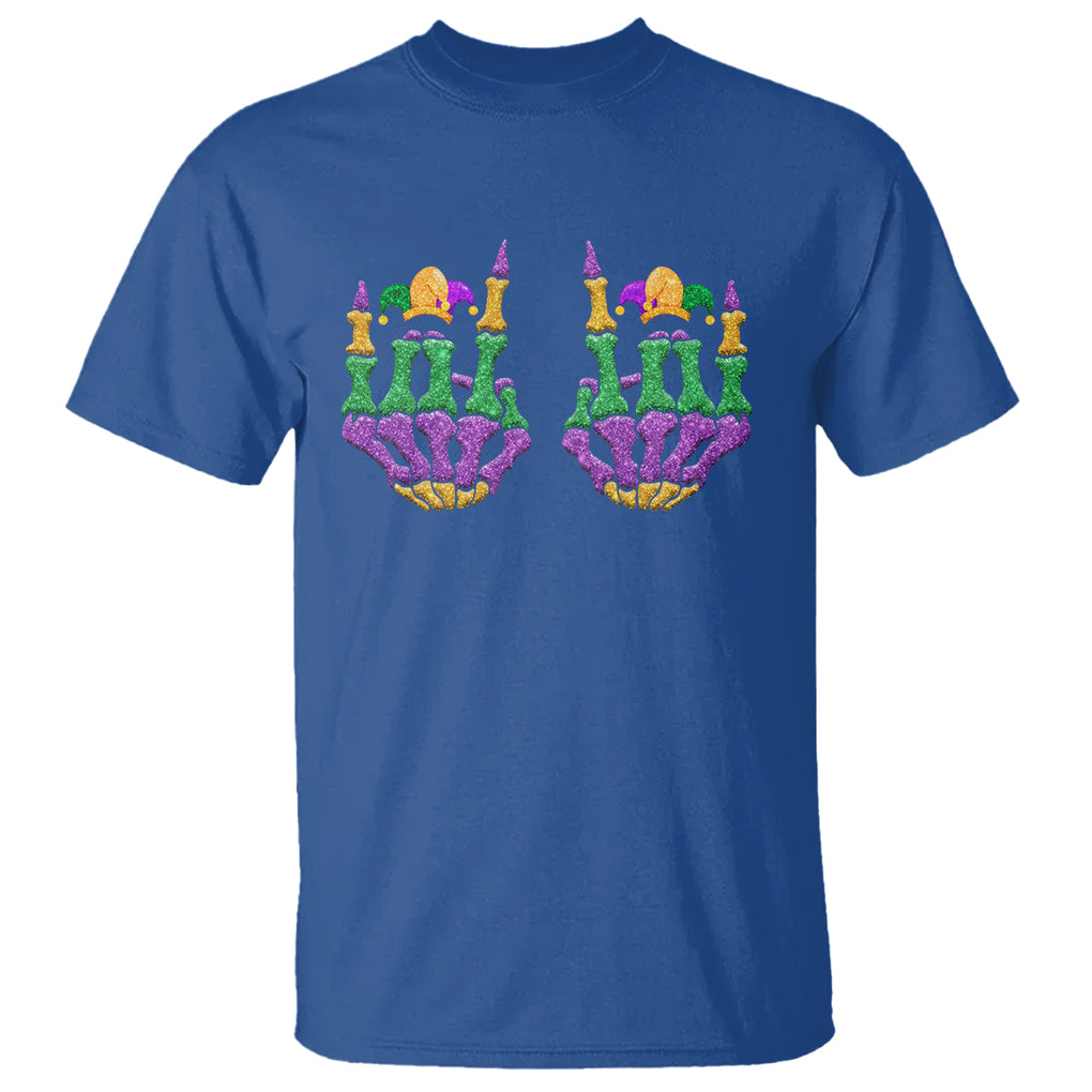 Mardi Gras T Shirt Jester Skeleton Rock Hand Fat Tuesday Festival TS09 Royal Blue Printyourwear