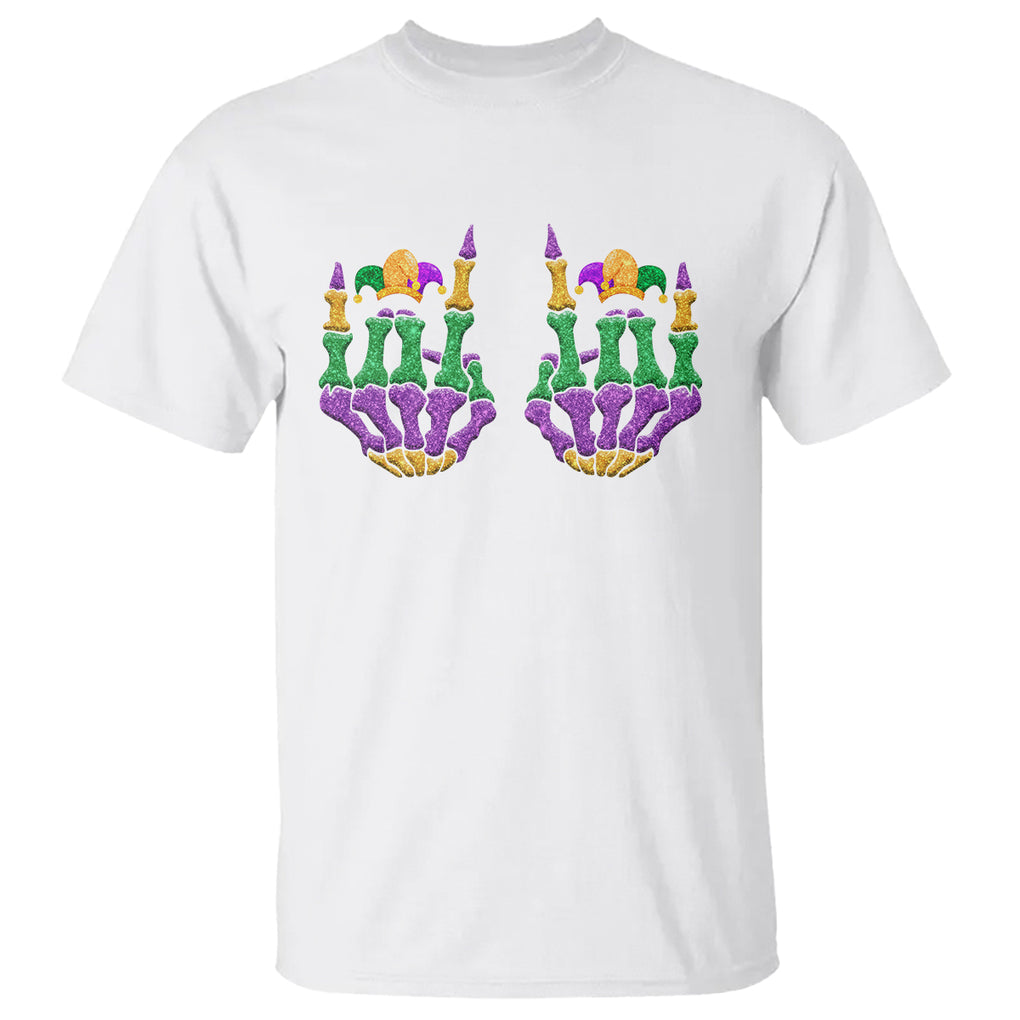 Mardi Gras T Shirt Jester Skeleton Rock Hand Fat Tuesday Festival TS09 White Printyourwear