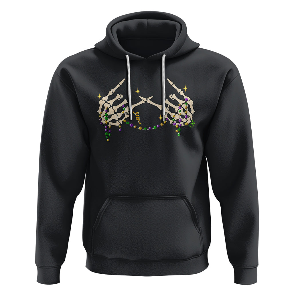 Mardi Gras Hoodie Skeleton Rock Hand Beads Fat Tuesday Festival TS09 Black Printyourwear