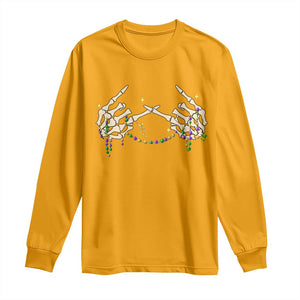 Mardi Gras Long Sleeve Shirt Skeleton Rock Hand Beads Fat Tuesday Festival TS09 Gold Print Your Wear