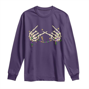 Mardi Gras Long Sleeve Shirt Skeleton Rock Hand Beads Fat Tuesday Festival TS09 Purple Print Your Wear