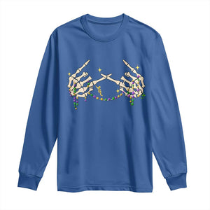 Mardi Gras Long Sleeve Shirt Skeleton Rock Hand Beads Fat Tuesday Festival TS09 Royal Blue Print Your Wear