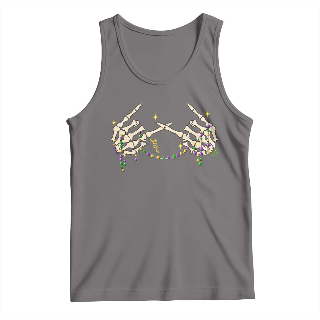 Mardi Gras Tank Top Skeleton Rock Hand Beads Fat Tuesday Festival TS09 Deep Heather Print Your Wear