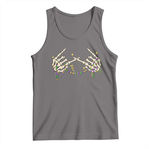 Mardi Gras Tank Top Skeleton Rock Hand Beads Fat Tuesday Festival TS09 Deep Heather Print Your Wear