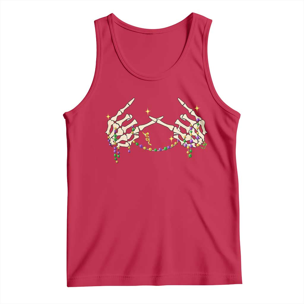 Mardi Gras Tank Top Skeleton Rock Hand Beads Fat Tuesday Festival TS09 Red Print Your Wear