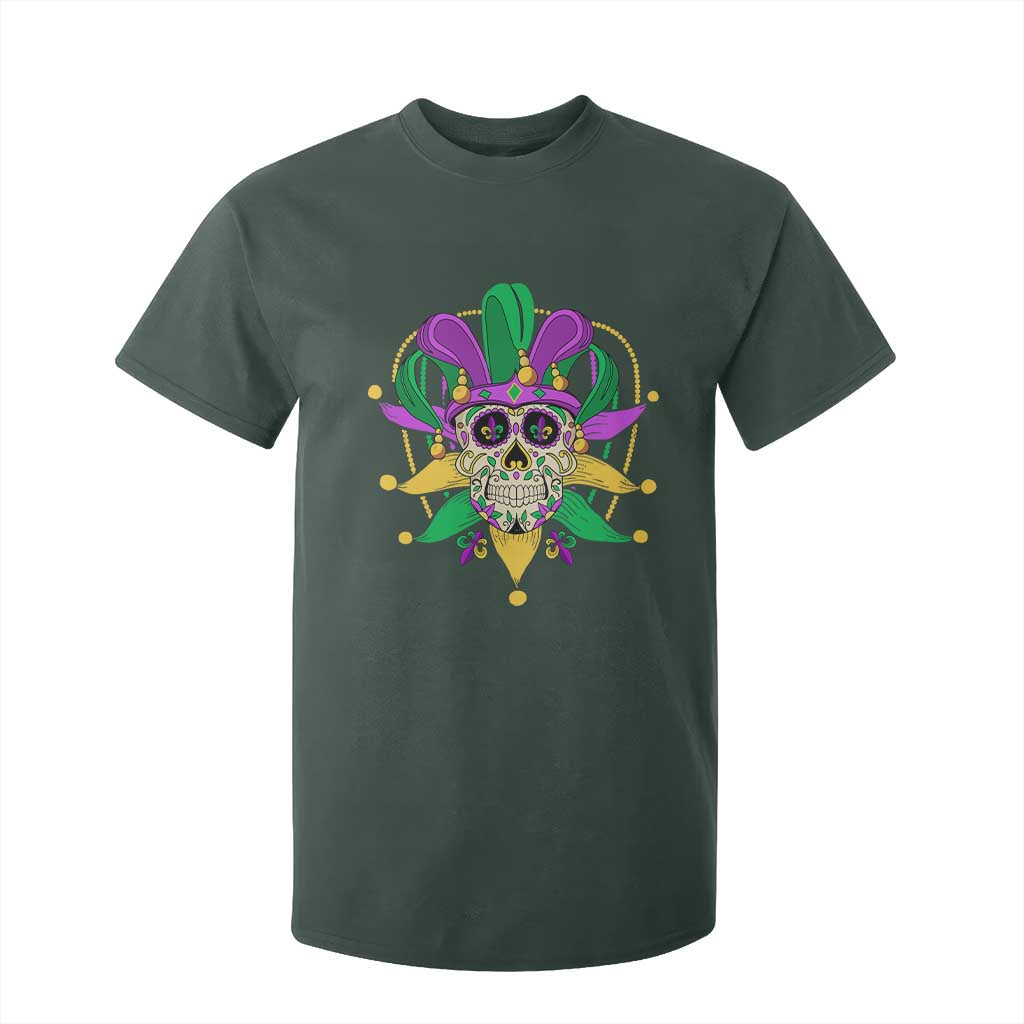 Mardi Gras Funny Sugar Skull Fat Tuesday New Orleans T Shirt For Kid TS09 Dark Forest Green Print Your Wear