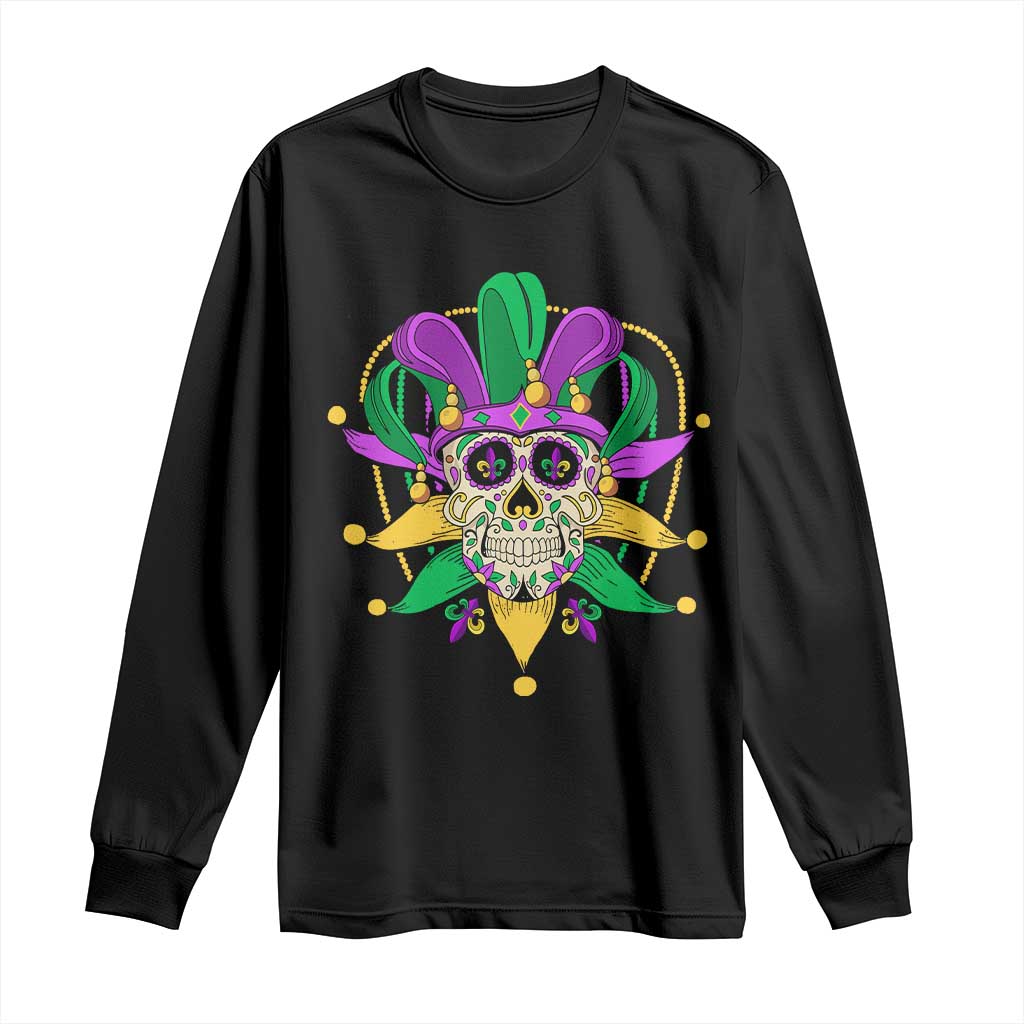 Mardi Gras Funny Sugar Skull Fat Tuesday New Orleans Long Sleeve Shirt TS09 Black Print Your Wear