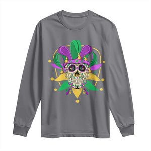 Mardi Gras Funny Sugar Skull Fat Tuesday New Orleans Long Sleeve Shirt TS09 Charcoal Print Your Wear