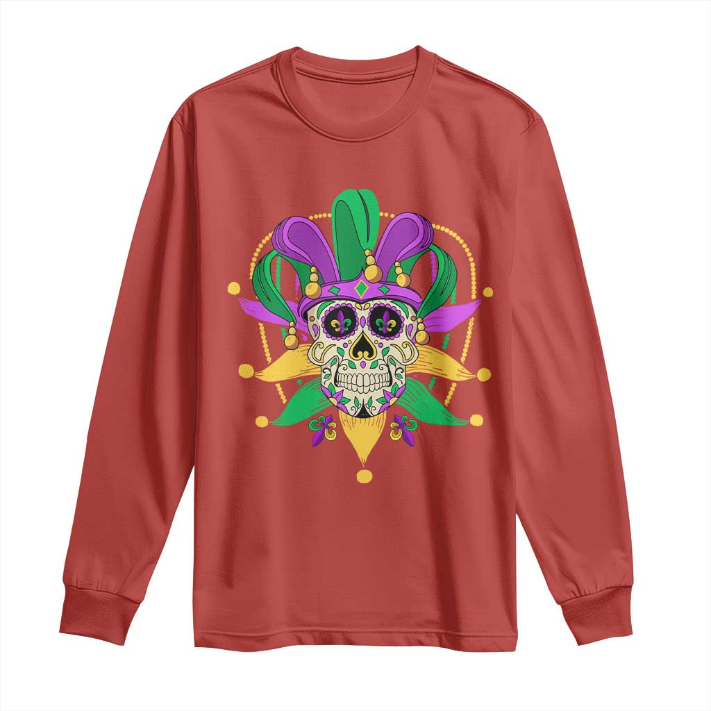 Mardi Gras Funny Sugar Skull Fat Tuesday New Orleans Long Sleeve Shirt TS09 Red Print Your Wear