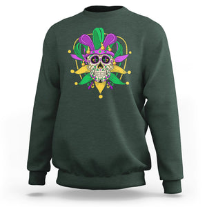 Mardi Gras Funny Sugar Skull Fat Tuesday New Orleans Sweatshirt TS09 Dark Forest Green Printyourwear