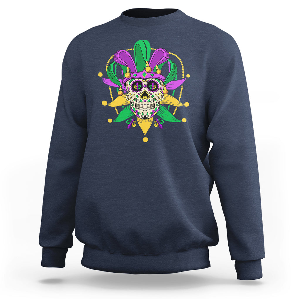 Mardi Gras Funny Sugar Skull Fat Tuesday New Orleans Sweatshirt TS09 Navy Printyourwear