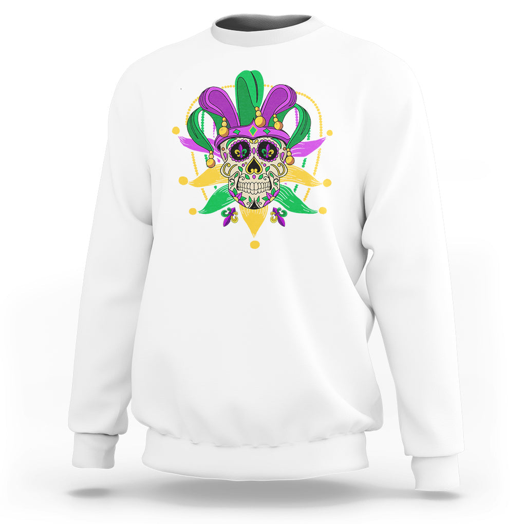 Mardi Gras Funny Sugar Skull Fat Tuesday New Orleans Sweatshirt TS09 White Printyourwear