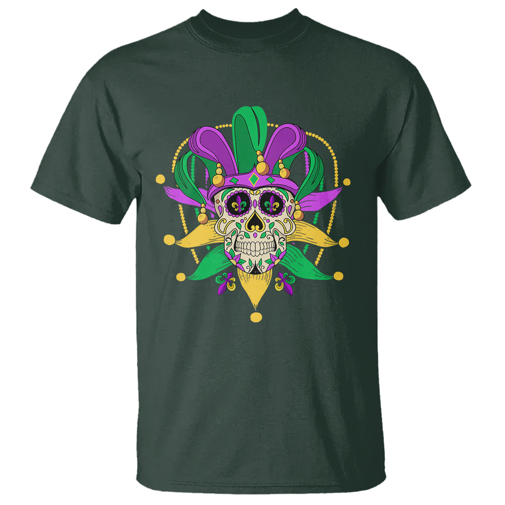 Mardi Gras Funny Sugar Skull Fat Tuesday New Orleans T Shirt TS09 Dark Forest Green Printyourwear