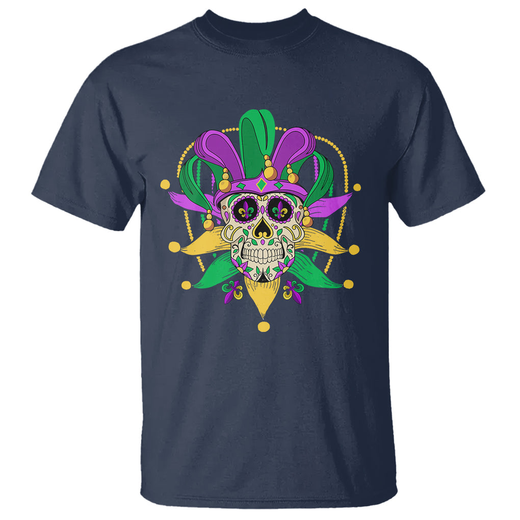 Mardi Gras Funny Sugar Skull Fat Tuesday New Orleans T Shirt TS09 Navy Printyourwear