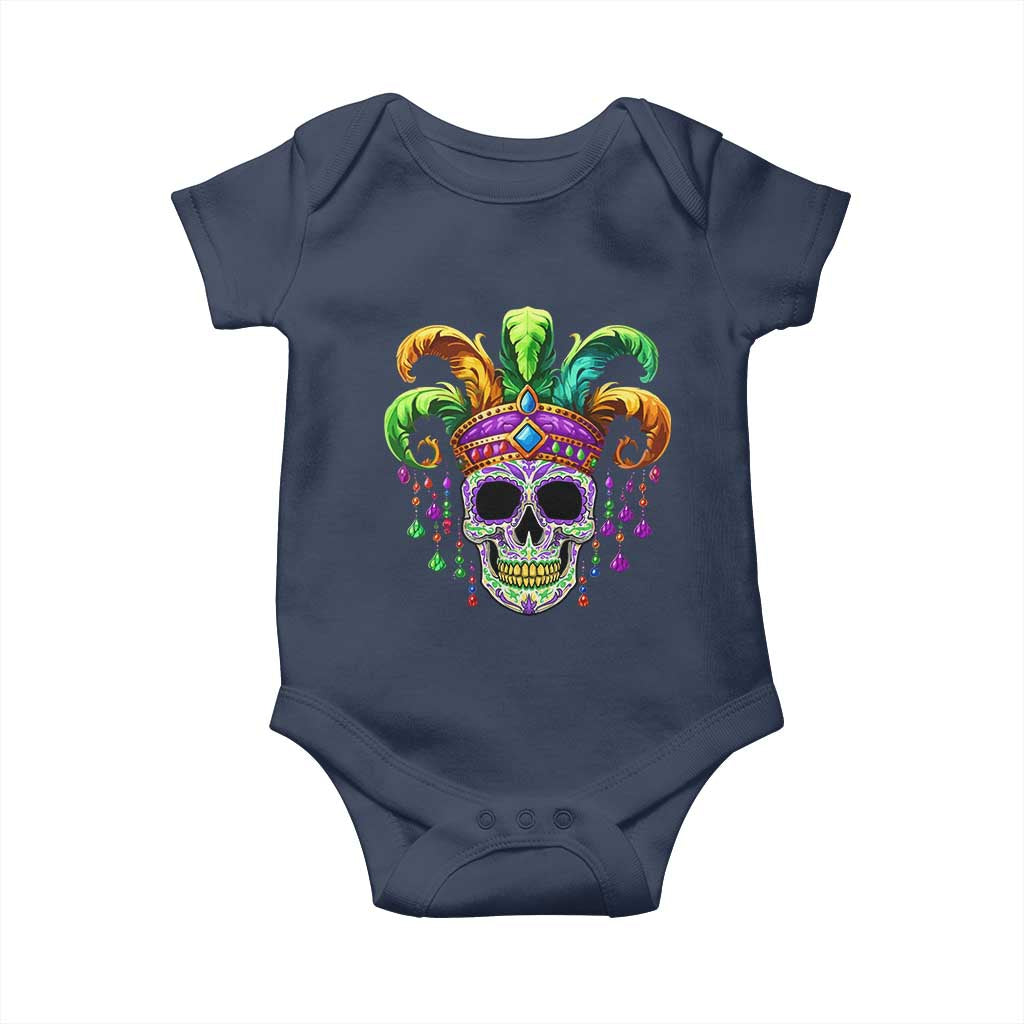Mardi Gras Beads Sugar Skull Fat Tuesday New Orleans Baby Onesie TS09 Navy Print Your Wear