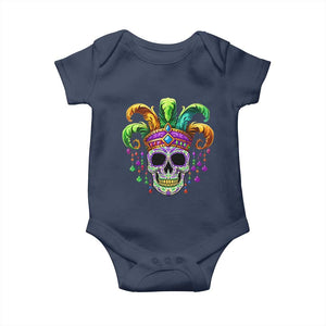 Mardi Gras Beads Sugar Skull Fat Tuesday New Orleans Baby Onesie TS09 Navy Print Your Wear