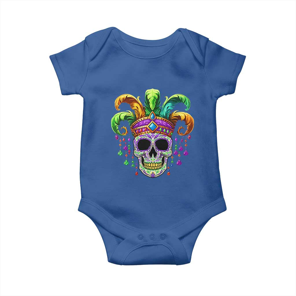 Mardi Gras Beads Sugar Skull Fat Tuesday New Orleans Baby Onesie TS09 Royal Blue Print Your Wear